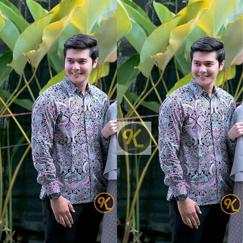Baju Batik Couple Modern Batik Set Baju Couple Pasangan Gamis Brukat Couple Pasangan Batik Couple Batik Modern Couple Batik Katun Original Asli KARYAKU 1-KEMEJA AJA GREY
