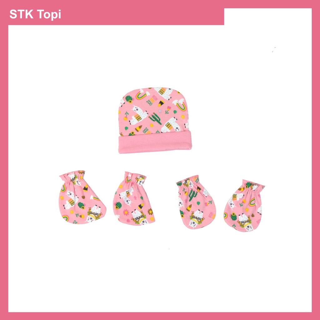 Bonbinzoo 1set topi + sarung tangan + kaki SNI perlengkapan anak / bayi-STK LLAMA