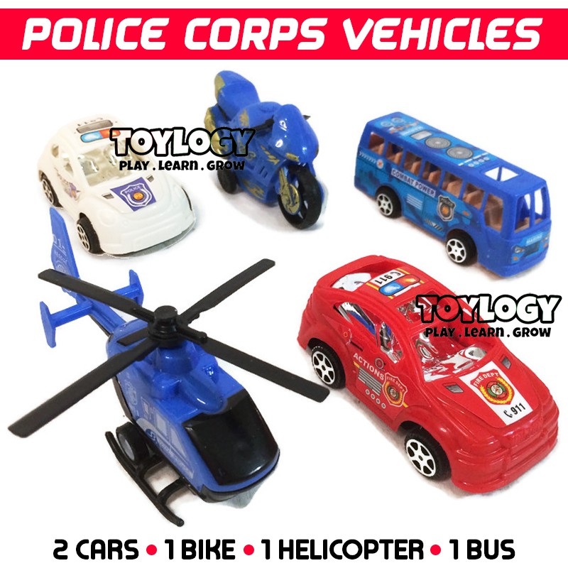Terbaru Mainan Anak Mobil Polisi Police Corps Car Bus Heli Motor Bike Pullback