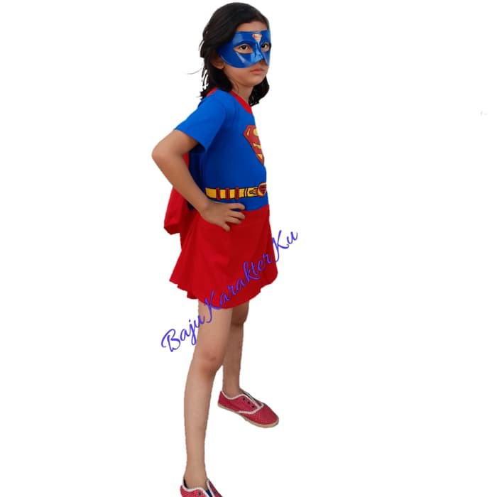 KOSTUM/DRESS SUPERGIRL BERSAYAP/BAJU ANAK