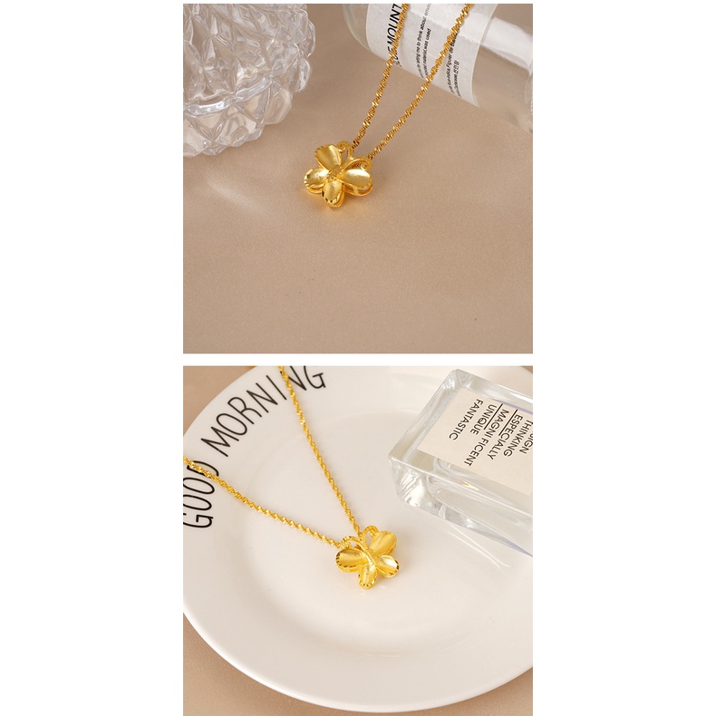 Kalung Emas Asli Kadar 375 Hias Liontin Kupu-Kupu Untuk Wanita