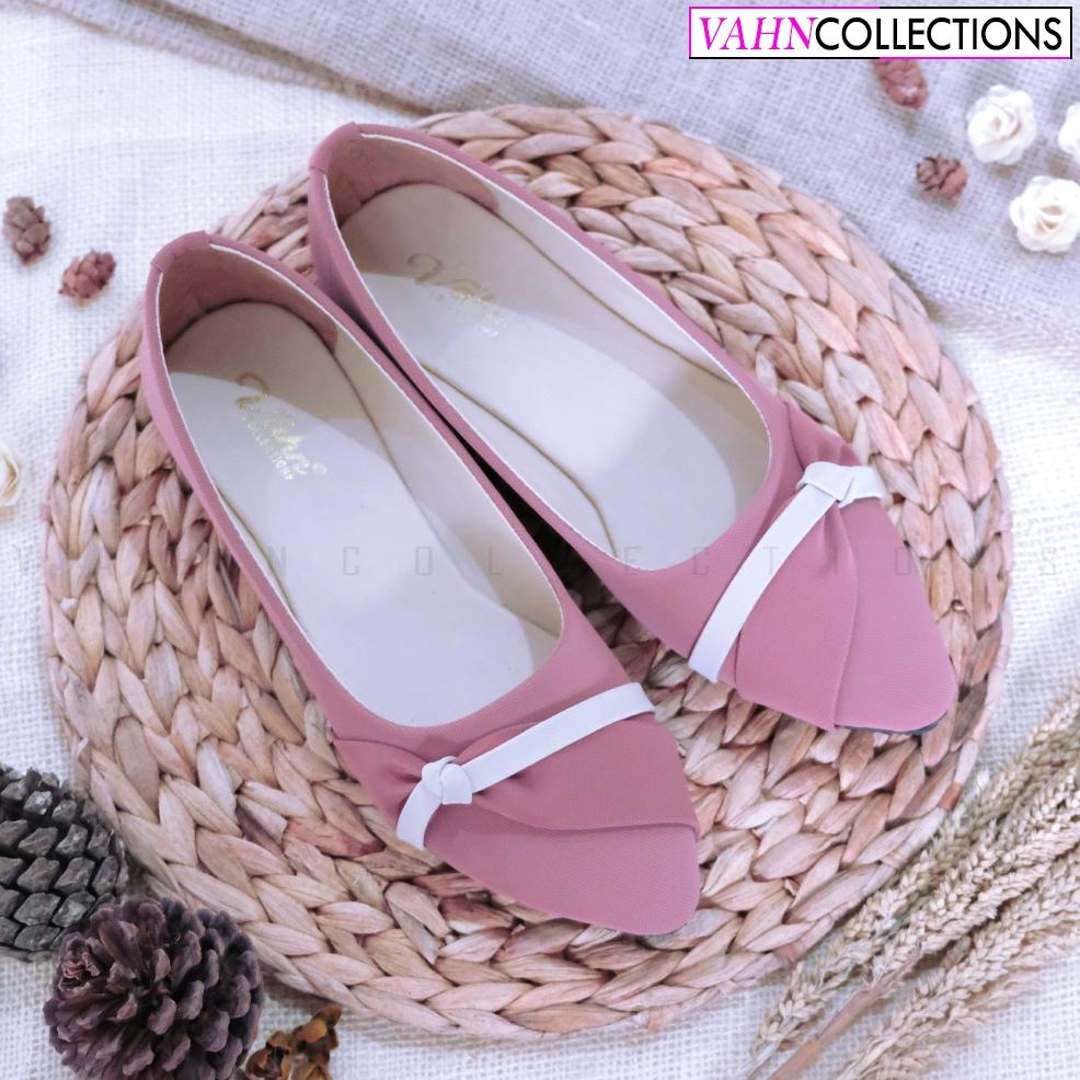 Vahn Suki Flat Shoes Kerja Wanita Casual Santai Hitam Abu Fmd05
