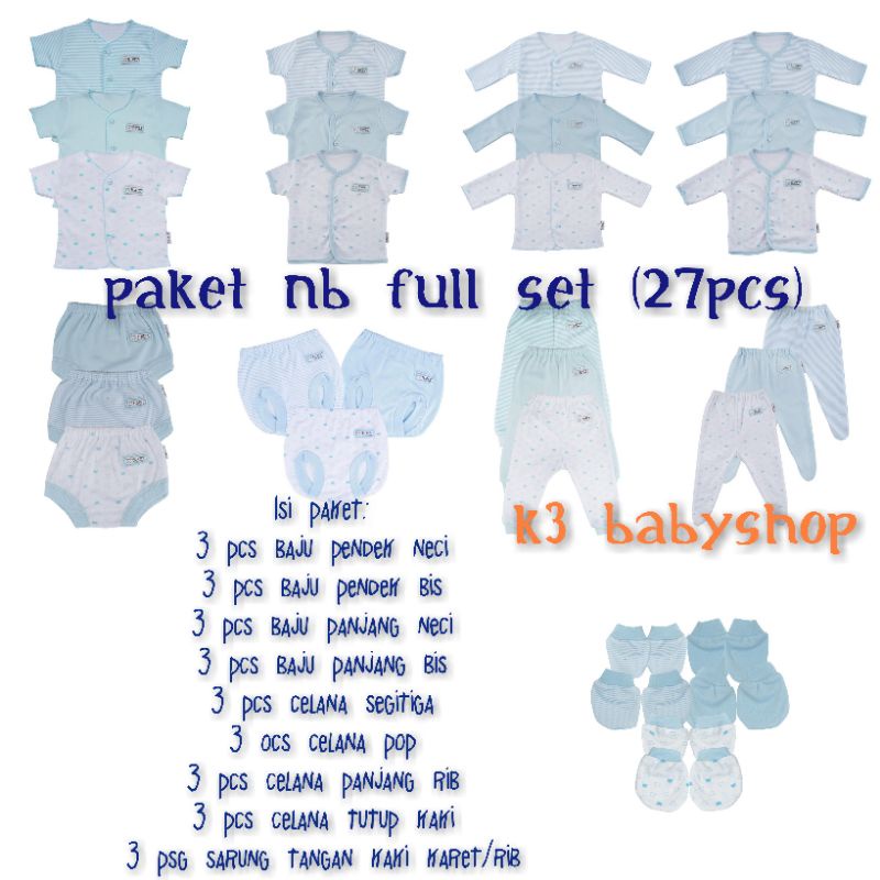 Paket Baju Bayi Newborn Fluffy Biru Blue set baju bayi lengkap murah SNI hampers baby gift set kado lahiran