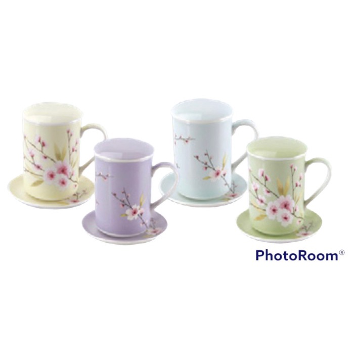 Saint James Blossom Mug 11oz with cover and saucer St James Ceramic - Biru