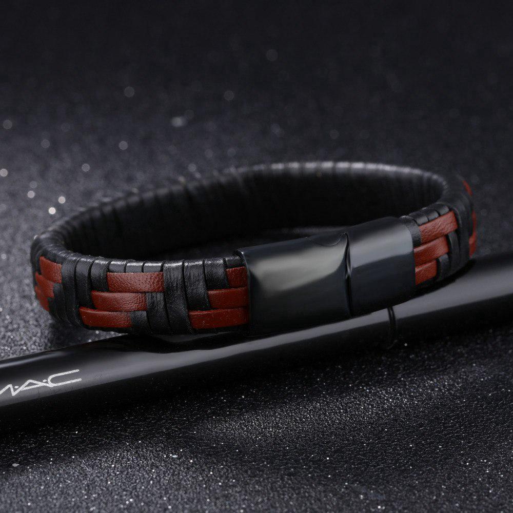 OPK Gelang kulit buatan tangan dikepang pria hitam OPK Gelang kulit buatan tangan dikepang pria hitam