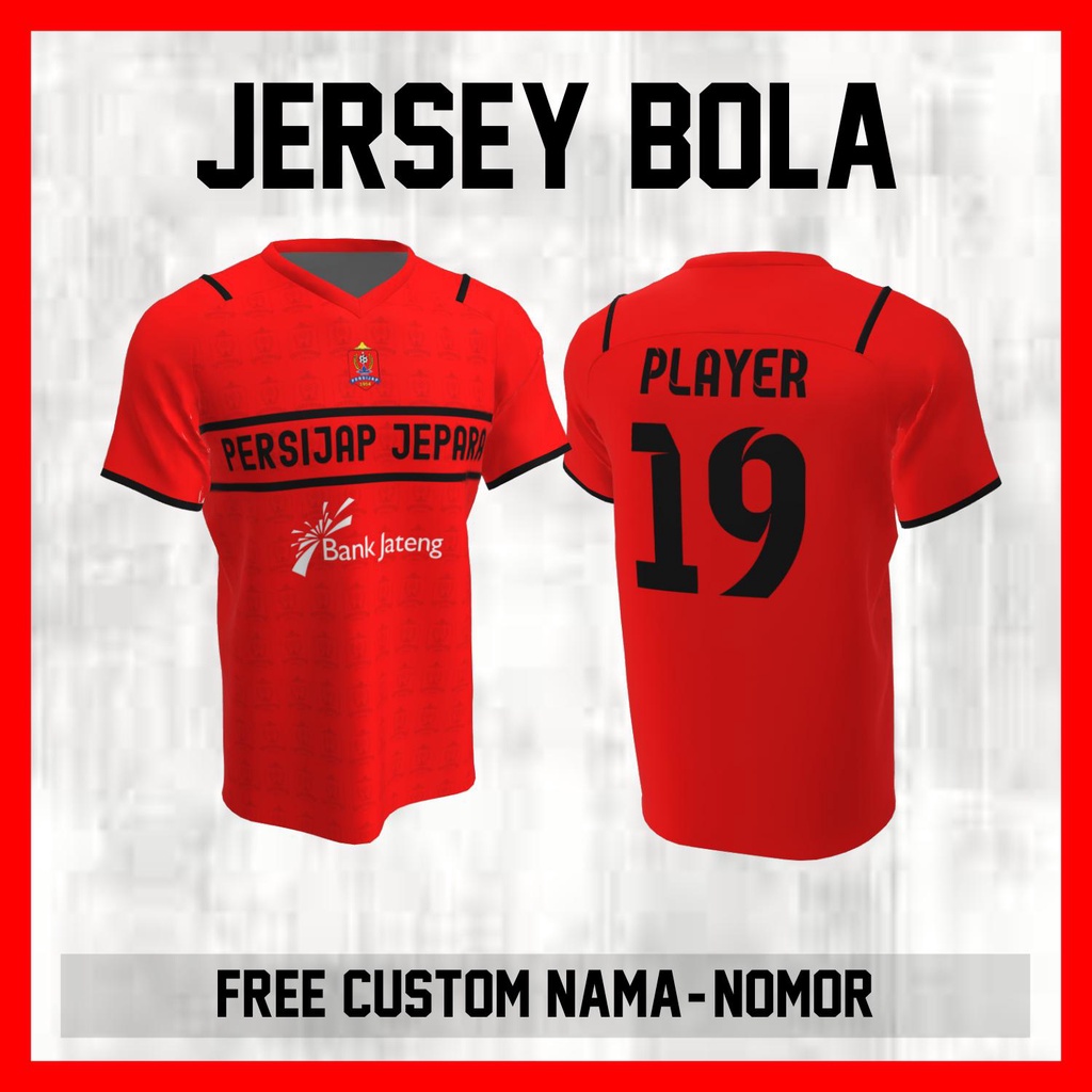 Kaos Bola Jersey Persijap Jepara Klub Garis Bahu Baju Custom Nama dan Nomor Punggung - 105 Jersey Cu