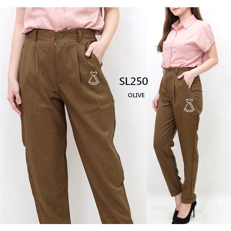 SL250 - Celana Panjang Wanita Linen Stylish Office Look