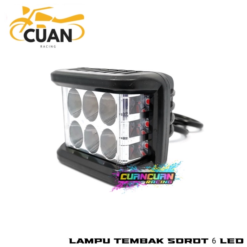 Lampu tembak 6 mata mini + lampu flash atau kedip kiri kanan lampu tembak sorot 6 mata mini