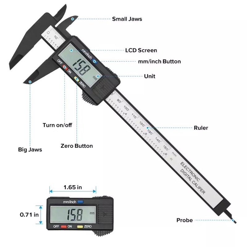 Jangka Sorong Sketmat Sigmat Digital Vernier Caliper Murah Carbon