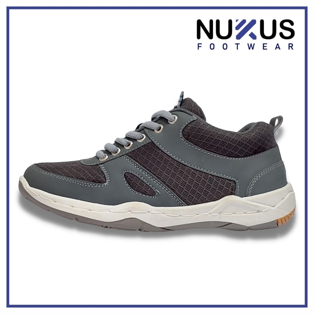 Nukus Sepatu Pria Sneakers Tali  Abu  - NKTM 03