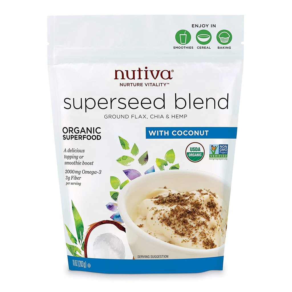 Nutiva Organic Superseed Blend, Coconut, Ground Flax Chia Hemp Seed