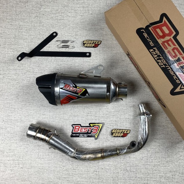 Knalpot Racing Best3 Fullsystem Shark New Model Vespa Matic Sprint Primavera S LX