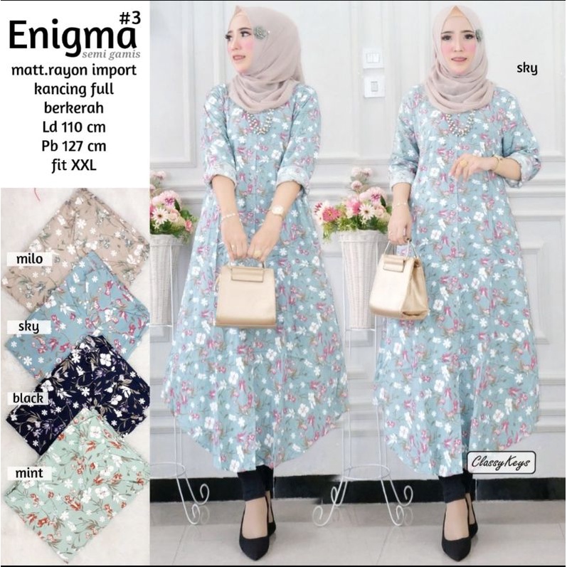 LONG TUNIK PREMIUM BAHAN RAYON ENIGMA #3 CLASSY KEYS REAL PICTURE