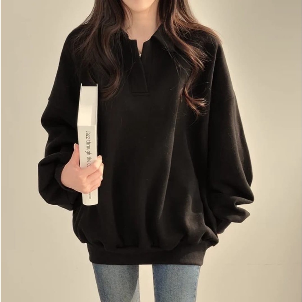 Collar Basic Oversize Wanita - Sweater wanita Korean style modek kerah sweater - terbaru