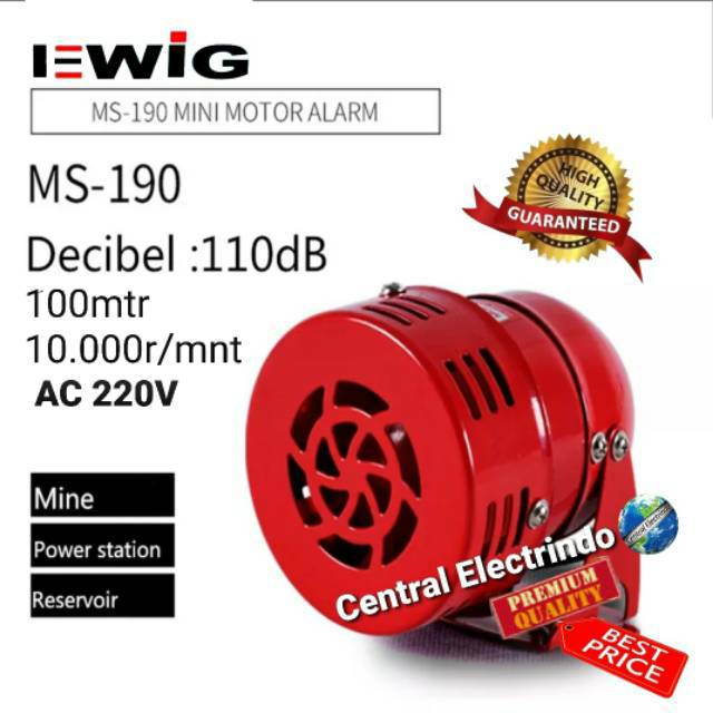 Motor Siren/Sirene Alarm MS-190 AC 220V EWIG.