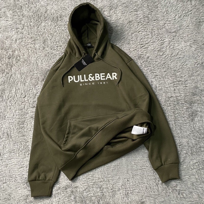 SWEATER HOODIE PULL &amp; BEAR FULLBORDIR TIMBUL FULL TAG AND LABEL