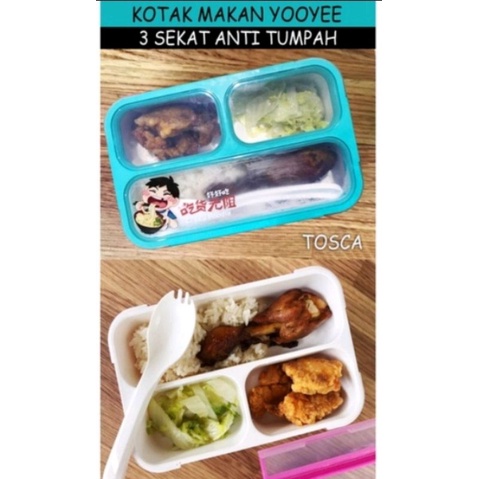 LUNCH BOX Kotak Makan YOOYEE kotak bekal sekat 3 sekat