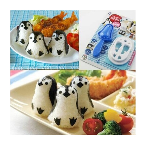 Set Cetakan Nasi Pinguin Cetakan Sushi Cetakan Bento Rice Maker Cutter Mold Cetakan Nasi Bentuk Lucu Cetakan Onigiri