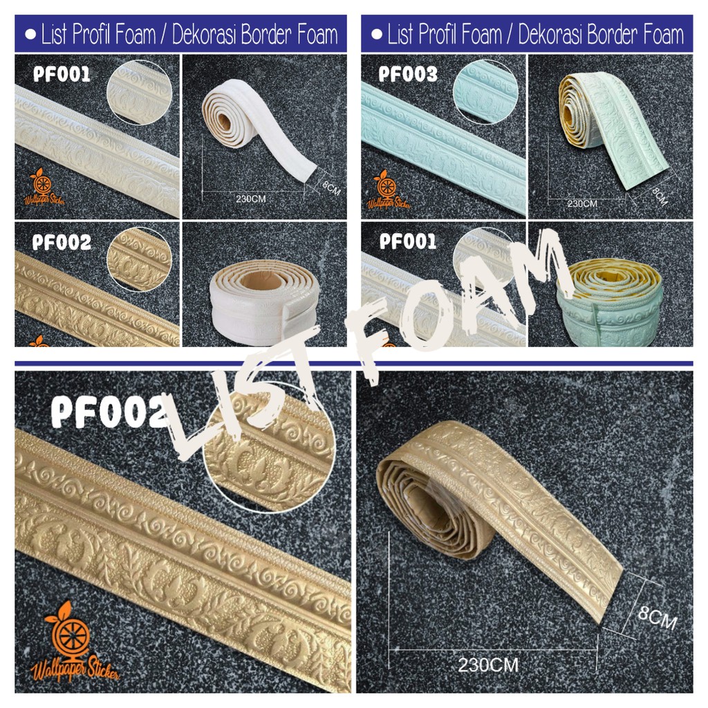 List Foam 8Cm X 2,2M Moulding Dekorasi Dinding Plafon Vintage Borders List Wallpaper Foam