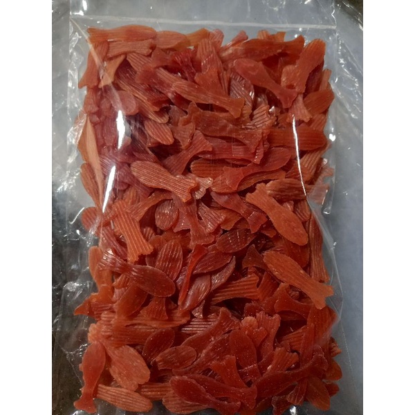 

Kerupuk/ Krupuk Bawang Bentuk Ikan Warna Merah Merk FUJI Kemasan 250 Gram