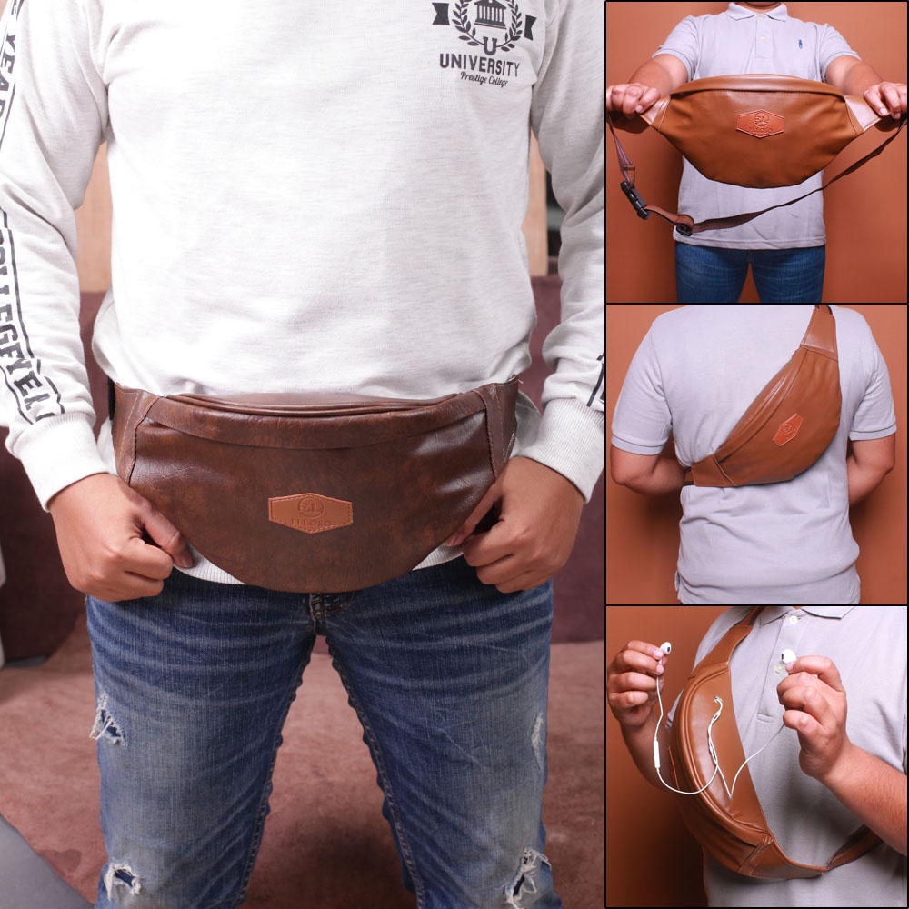 Waistbag Multifungsi Tebal Kualitas Import Tas Selempang Pria Ewl02 Pu Leather Produk Premium Cod