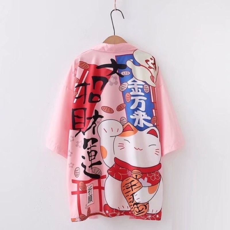 KIMONO CARDINGAN IMPORT WANITA JEPANG KOREA KUCING CAT LUCU ORIGINAL KY12