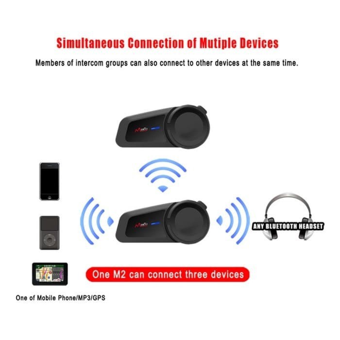 Maxto M2 Intercom Bluetooth Helm 6 Rider Original-6