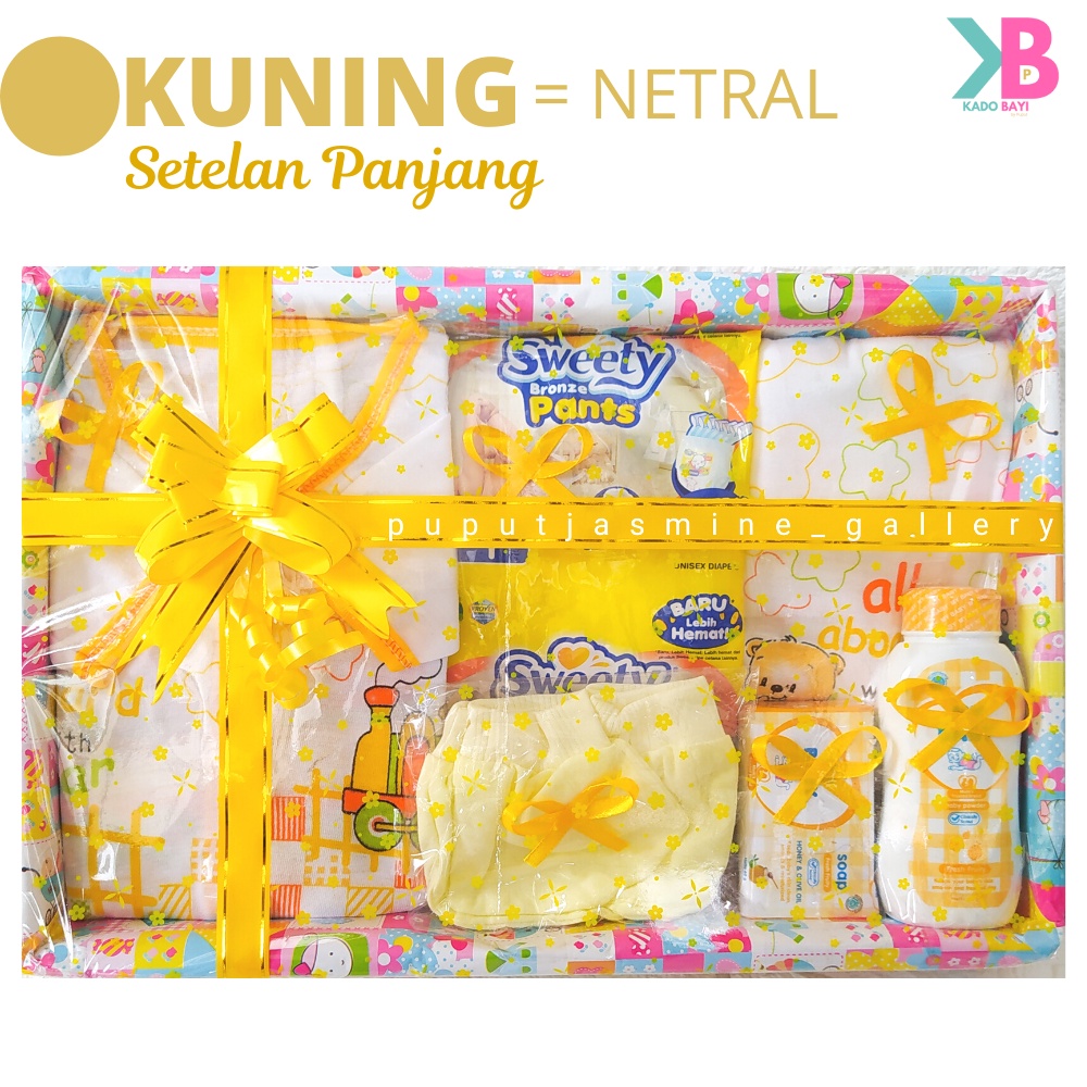 Kado Bayi Perempuan Laki Laki Baru Lahir Lahiran Murah Babygift Newborn Baby Gift Set Box Hampers Girl Boy Unisex Parsel Parcel murmer Paket D-KUNING D Stln Pnjang