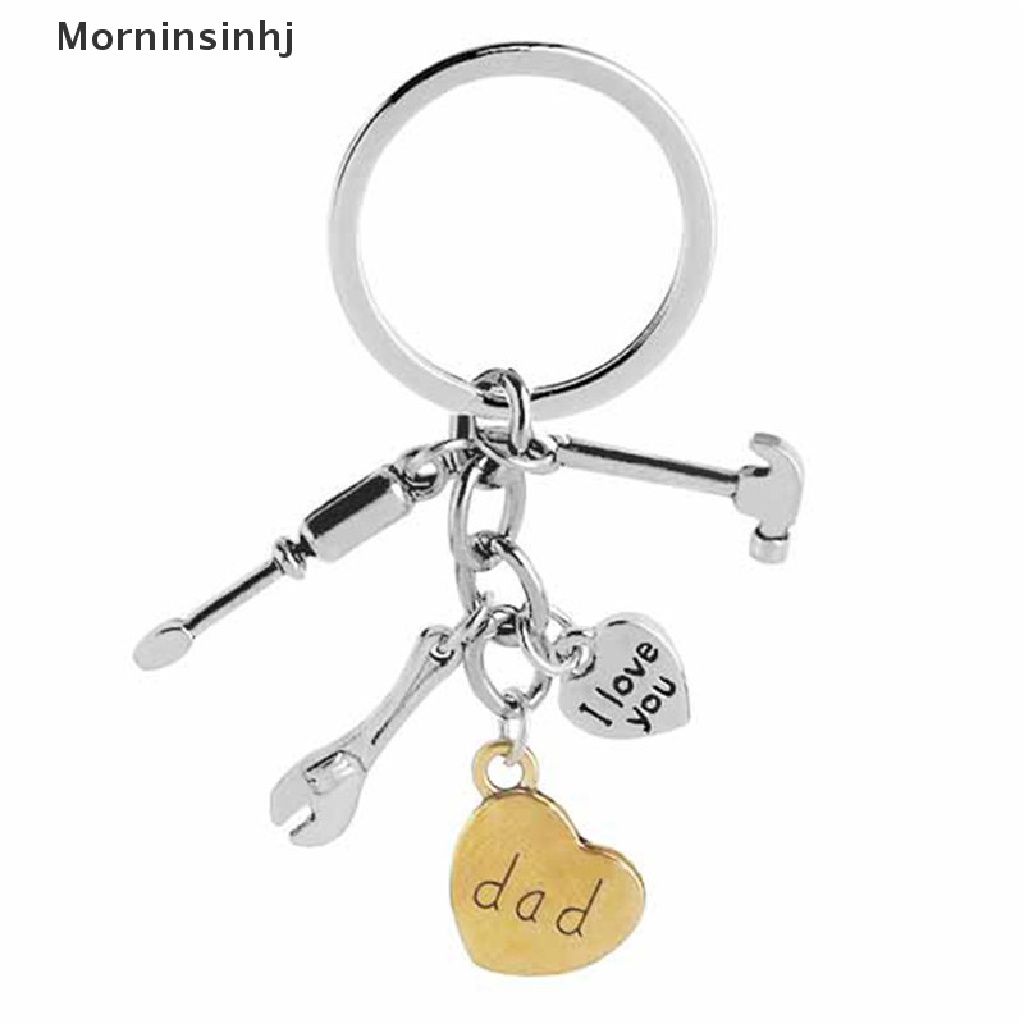 Mornin Father's Day Hand Tools Keychain Gantungan Kunci Silver Ring Hadiah Ayah Keyring id