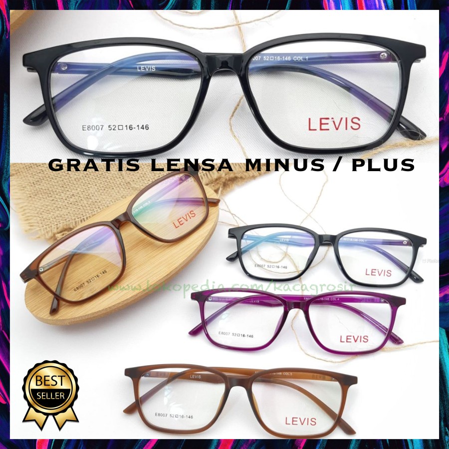 Kacamata Pria Wanita Levis Frame Kotak/Square Minus/Plus Anti Radiasi