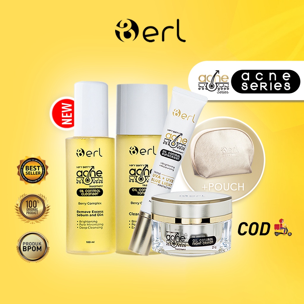 B Erl Acne Series Very Berry Treatment | Acnes Treatment Cleanser, Toner, Sunscreen, Night Cream, Pa