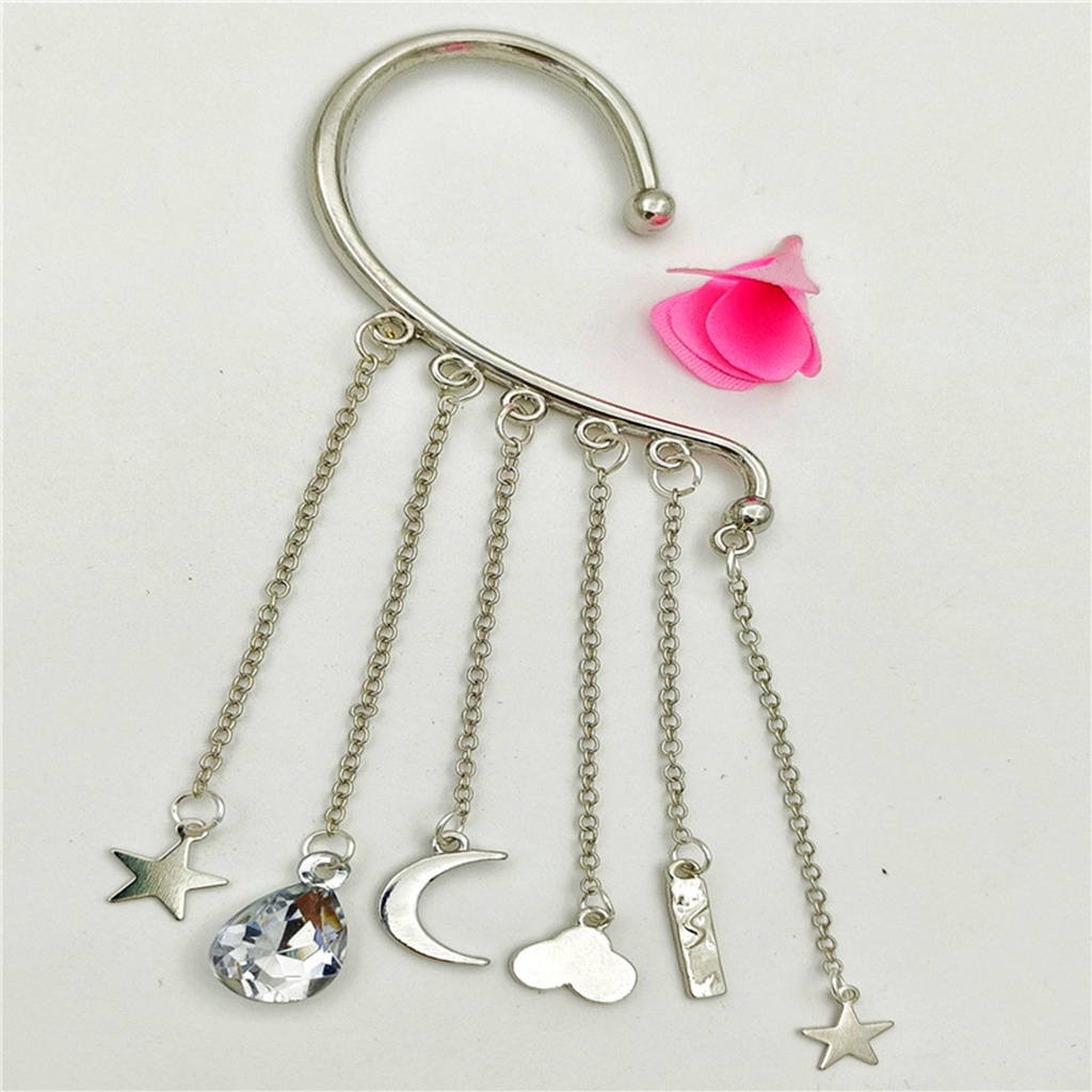 Hu Hu Hu Hu Hu Alat Bantu Pasang Kacamata♡ 1pc Anting Klip Tanpa Tindik Model Rumbai Panjang Untuk Wanita