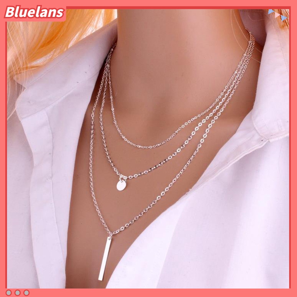 Bluelans Necklace Lightweight Three Layers Alloy Multi-Layer Long Necklace