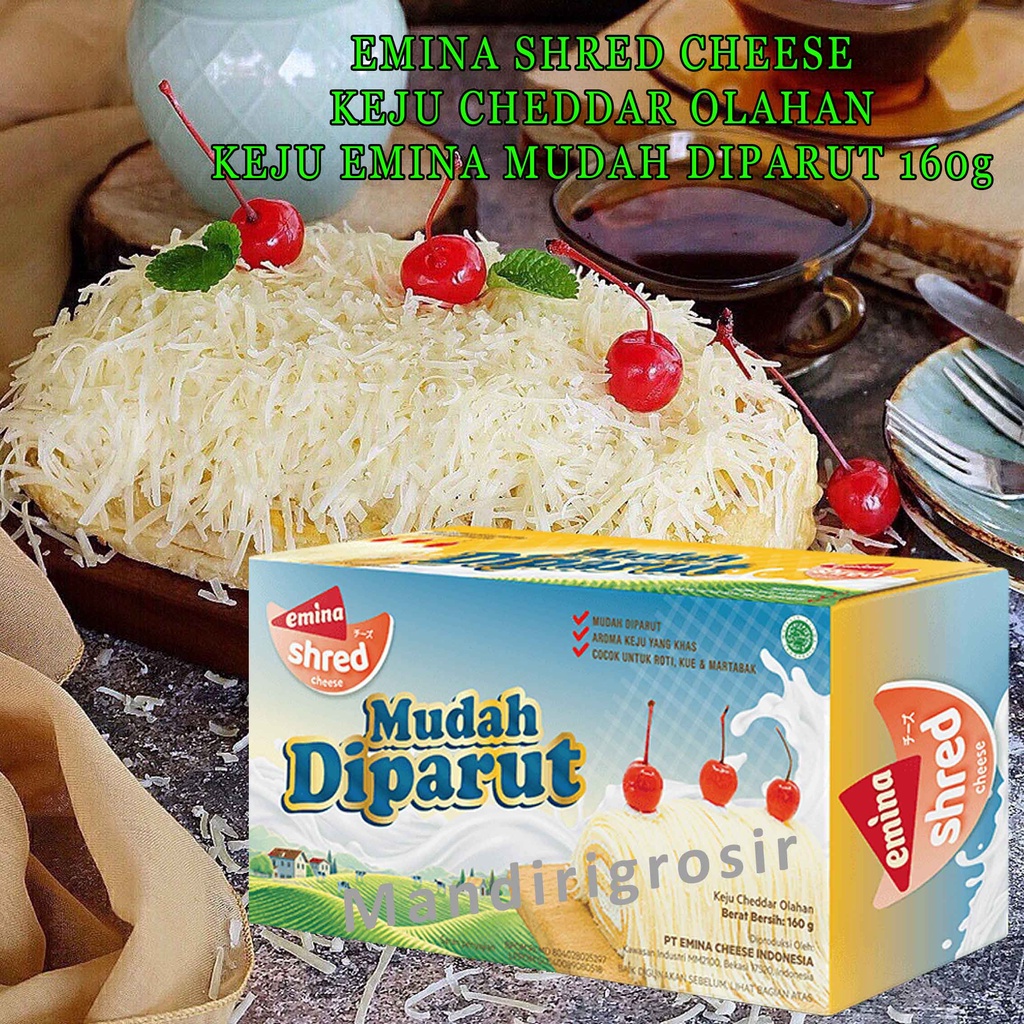 Keju Cheddar Olahan * Emina Shred Cheese * Keju Mudah Diparut * 160g
