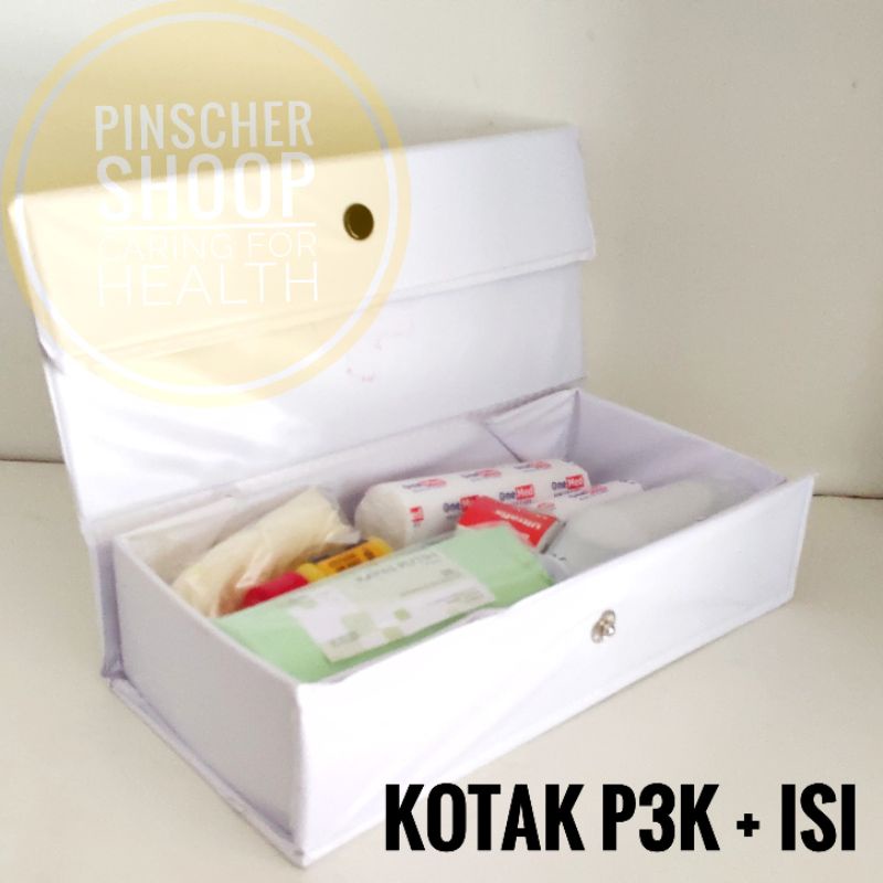 KOTAK P3K PUTIH + ISI FIRST AID BAG MOBIL