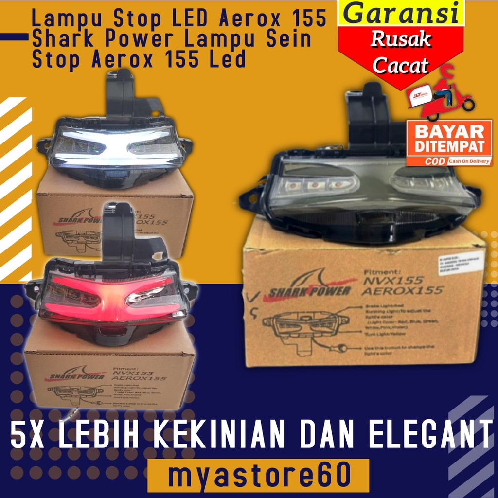 Lampu Stop LED Aerox 155 Shark Power Lampu Sein Stop Aksesoris Variasi Yamaha Aerox 155 Led