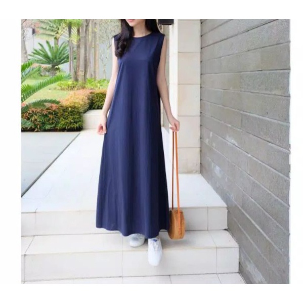 Inner Dress//Singlet Dress Tanpa Lengan//Inner Manset Bahan Knits Rajut