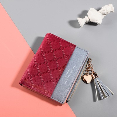 New Dompet Wanita Import Korean Version of The New Ladies Short Wallet Stitching Contrast Colour