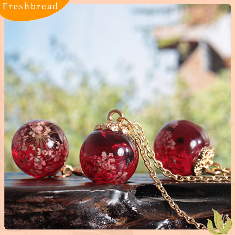 Terlaris Fashion Women Dried Flower Glass Ball Pendant Necklace Hook Earrings Jewelry Set
