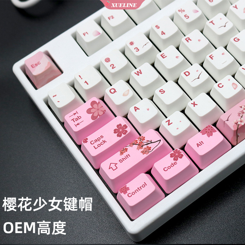 104-key OEM PBT Set Sublimation Pink color Keycap Switches Mechanical Keyboar |XUELI|
