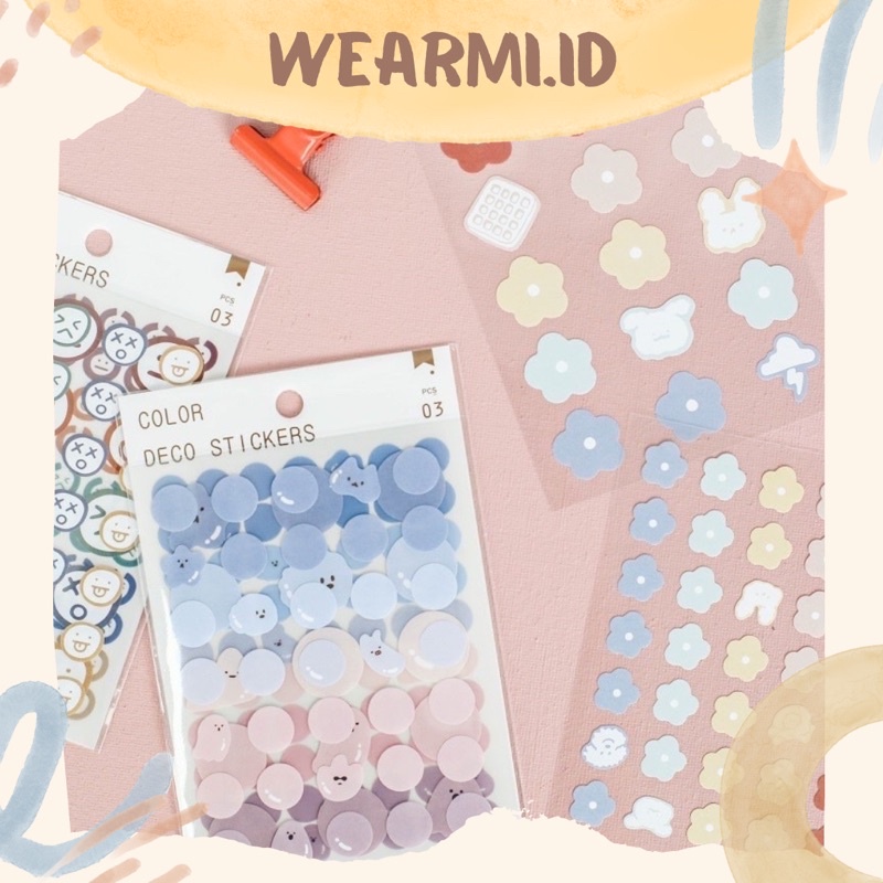 

120 pcs/ pack Sticker Color Deco stiker 10 variasi 3 Supplies Stationary Scrapbook Bujo Jurnal DIY