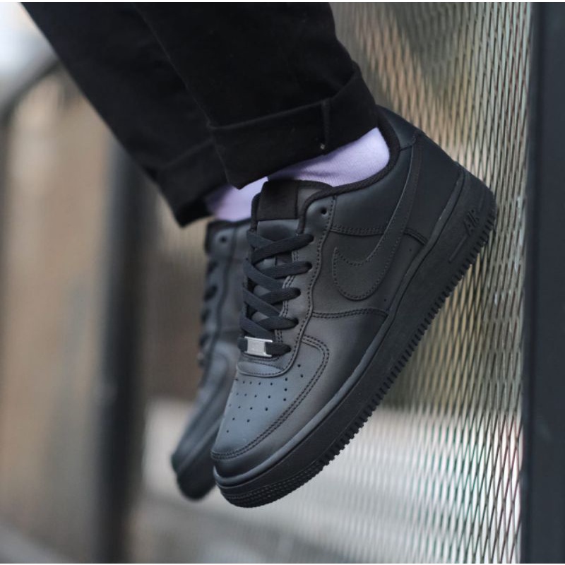 Sepatu Air Force 1 Full Black High Prem Quality Sepatu Hitam Polos