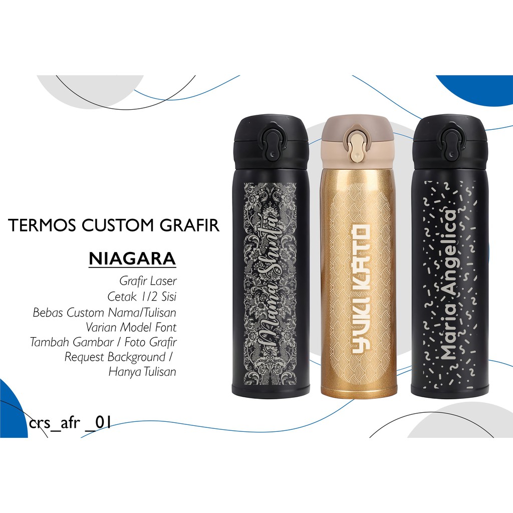 READY!!! TUMBLER / TERMOS CUSTOM NAMA GRAFIR LASER 500Ml NIAGARA SOUVENIR TERMURAH