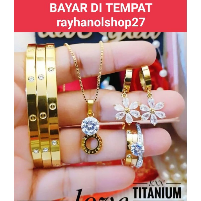 Terbaru Titanium set perhiasan wanita lengkap gold XDS7 Lapis emas 24k anti karat