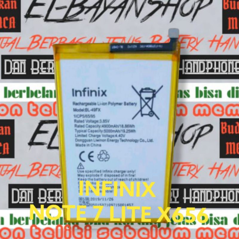 Batrai Infinix NOTE 7 LITE X656 Batre X 656 BL49FX Baterai BL 49FX Battery Original