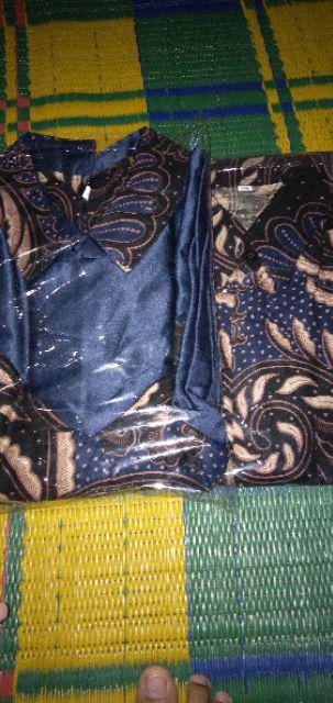 Couple Gamis Batik Manggar Biru / Baju Pasangan