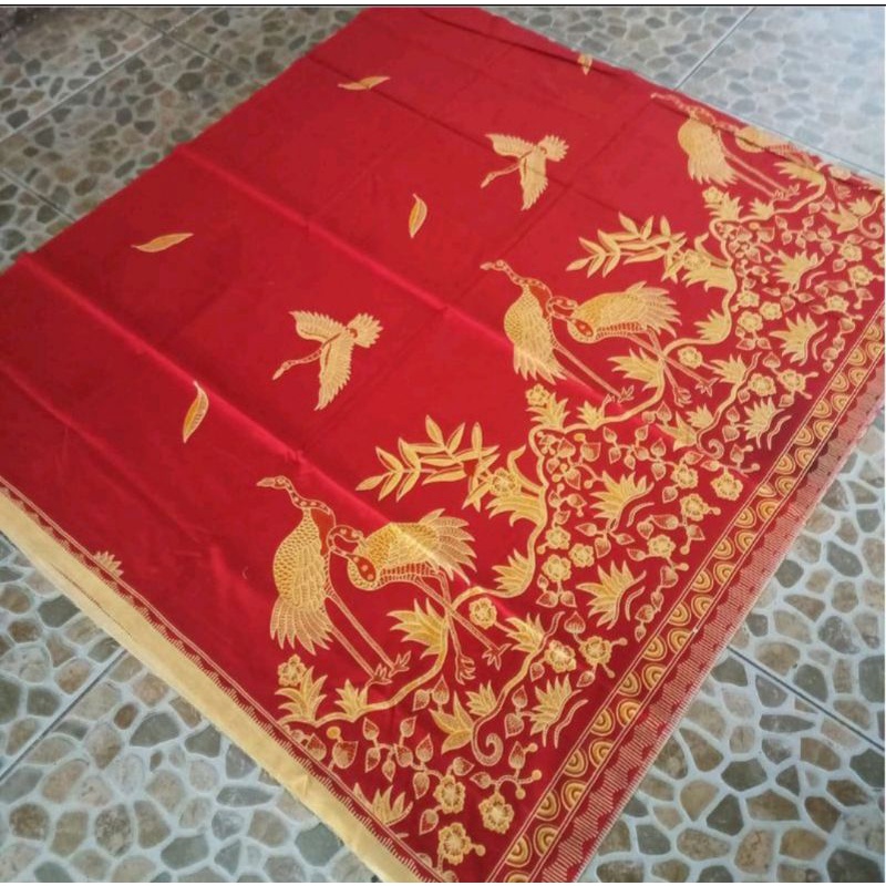 kain batik katun cabut solo motif burung bangau