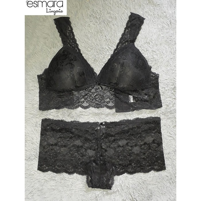 ready bra set with panty esmara 296913 color black nonwire lace
