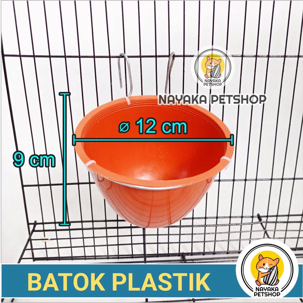 Batok Plastik Kawat Gantung Cepuk Mangkok Wadah Makan Air Tempat Pakan Minum Ayam Bebek Unggas Burung Hewan