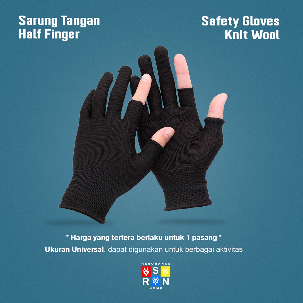 Sarung Tangan Half Finger 2 Jari Memancing Motor Gym Anti Slip Resonance Home